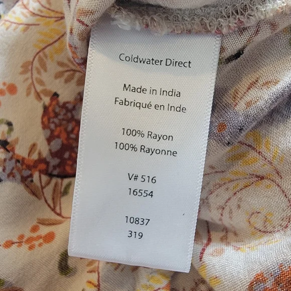 Coldwater Creek Pintuck Henley Tunic 2X Forest Animal Bunny Owl Deer Top - Picture 11 of 12